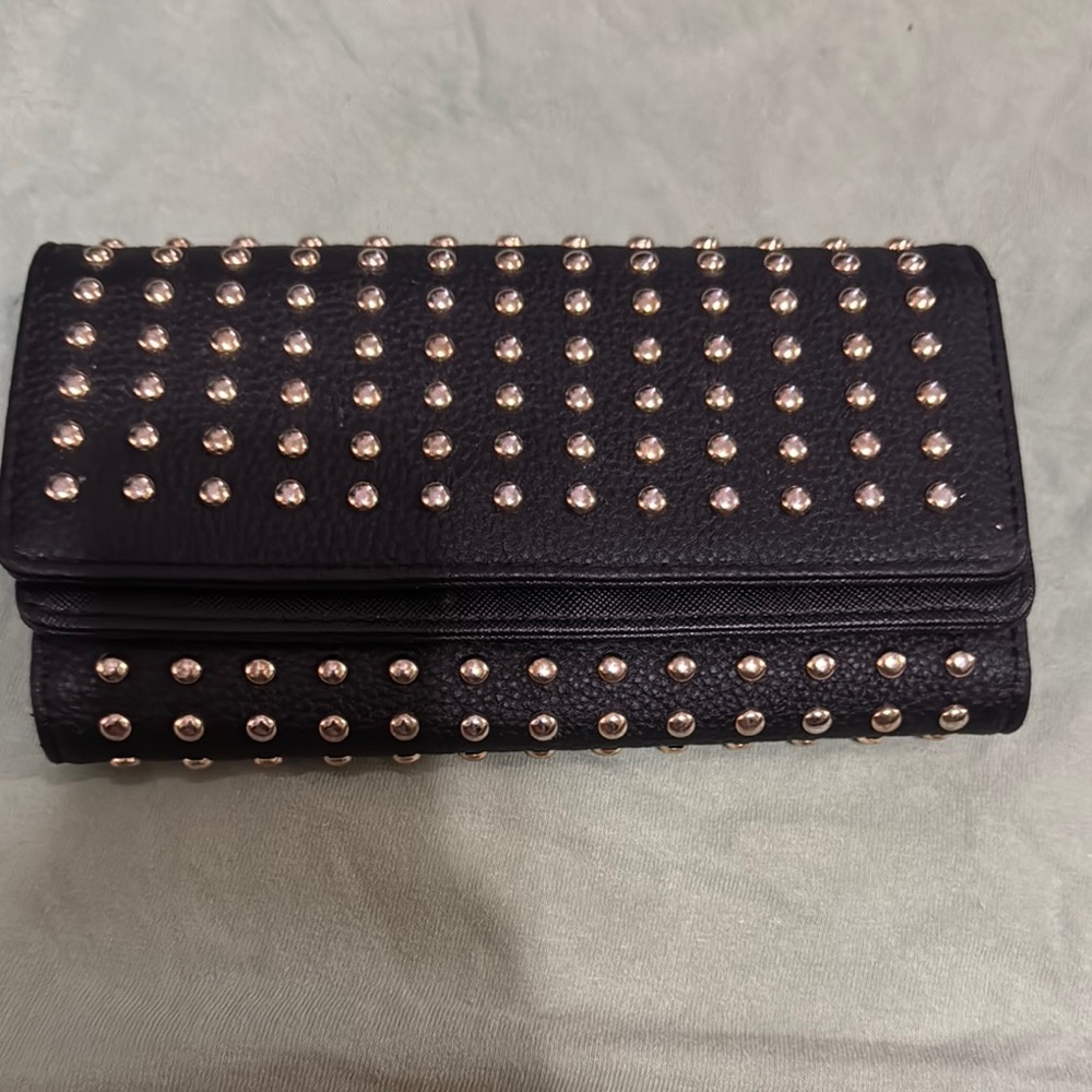 Studded Black Clutch Wallet